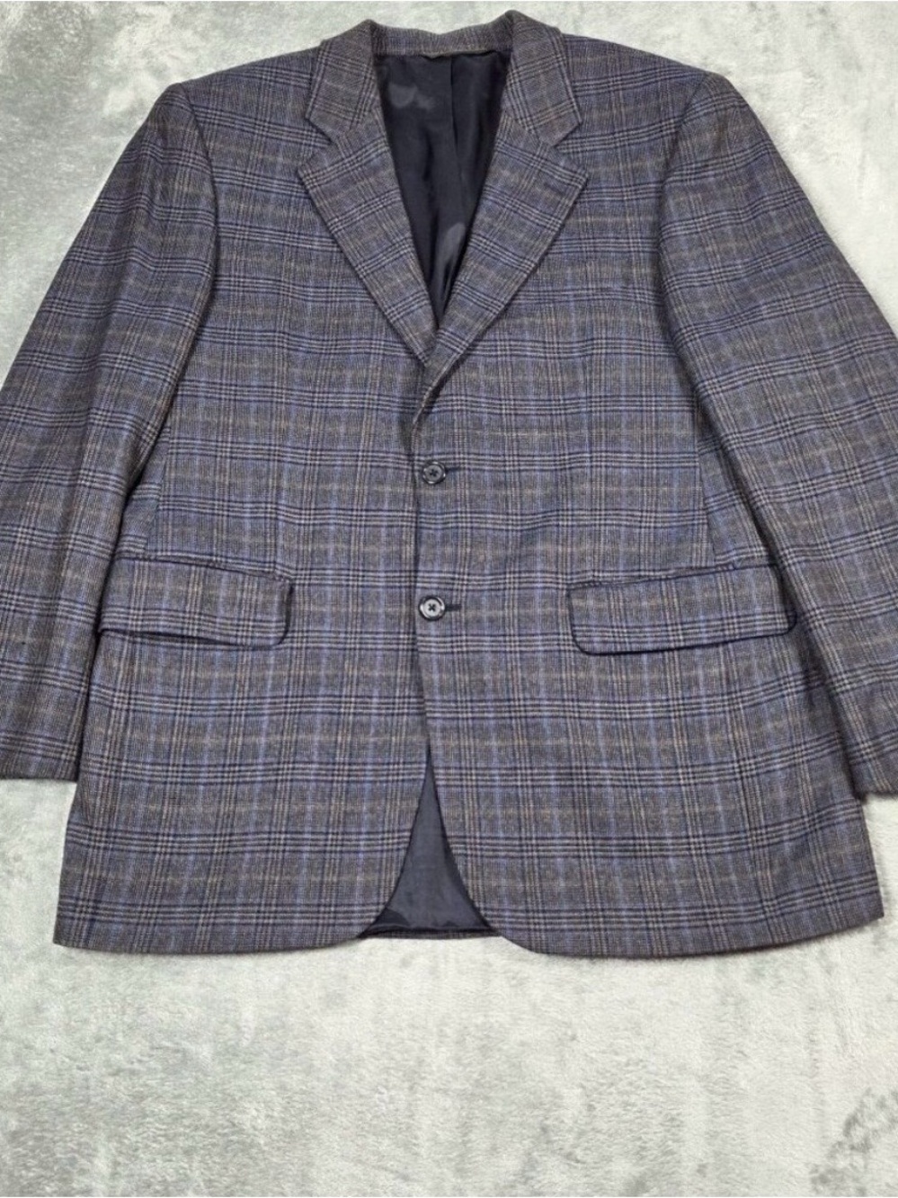 Patrick James Sport Coat 40R Blue Plaid Loro Piana Italian Wool Blazer Jacket
